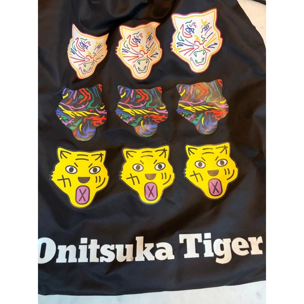 Onitsuka Tiger Black Drawstring Cinch Backpack Bag Tiger Graphic Print